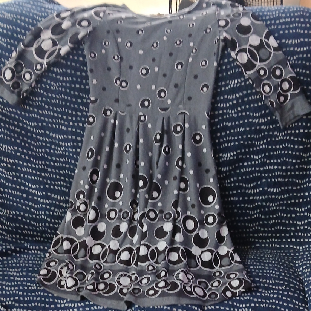 Reborn Gray Fit and Flare Dress with Sequin Embellishments